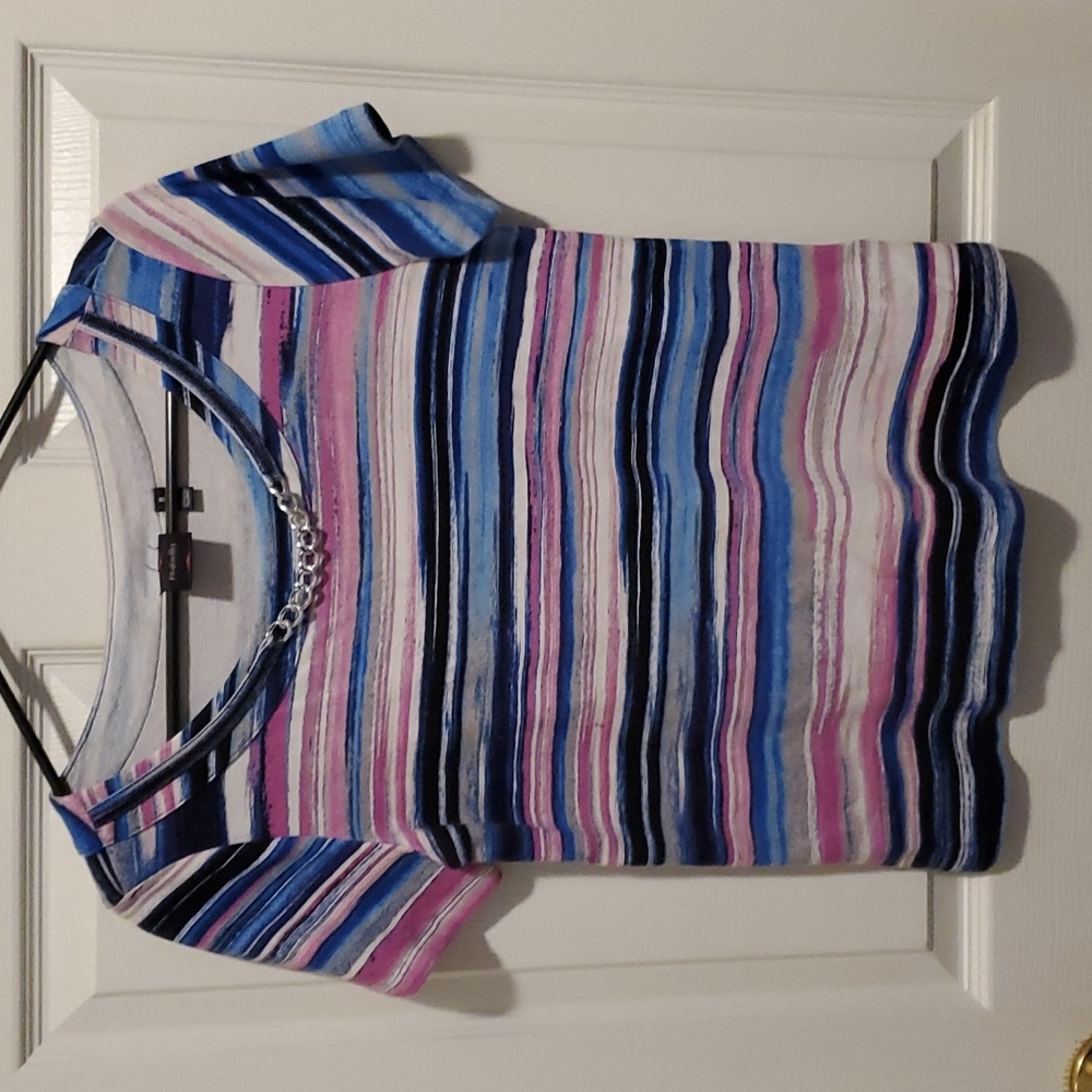 Rafaella Chain & Striped Top - Medium